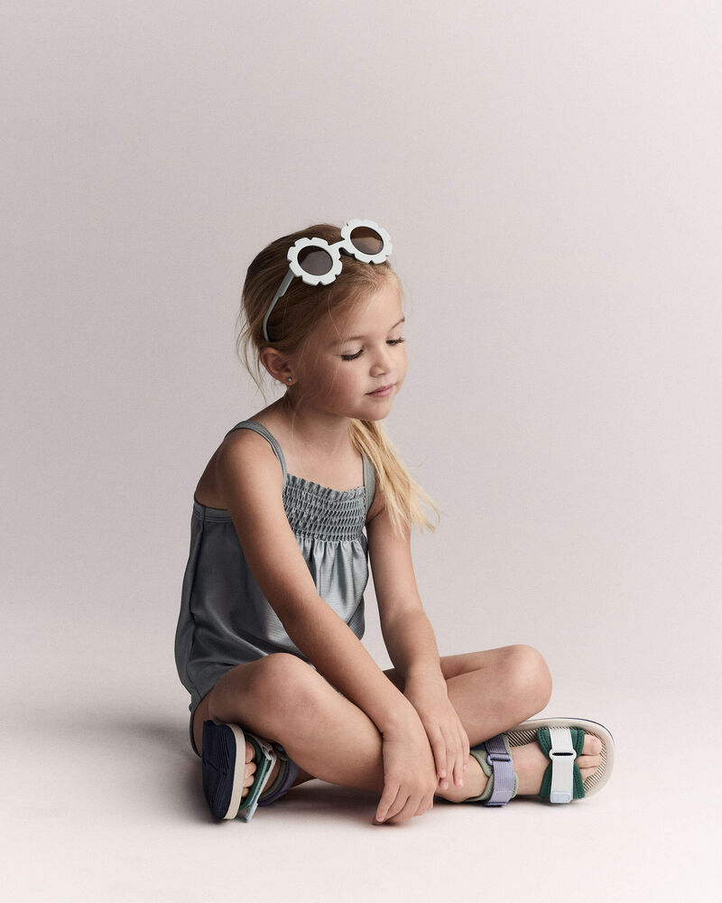 Toddler Girl Smocked One-Piece Swimsuit - Pale Blue, image 6 of 7 slides