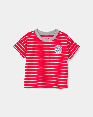 B&eacute;b&eacute; gar&ccedil;on - T-shirt &agrave; rayures - Rouge/Ivoire, 