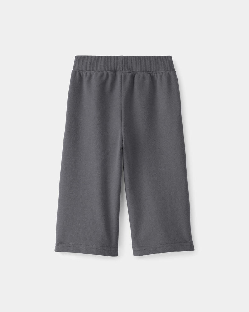 Baby Girl French Terry Wide-Leg Active Pants - Grey, image 2 of 4 slides