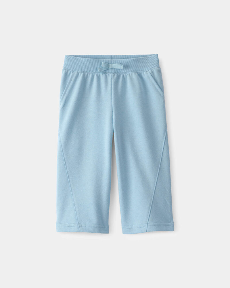 B&eacute;b&eacute; fille - Pantalon de sport &agrave; jambe large en jersey bouclette - Bleu, image 1 sur 3 diapositives