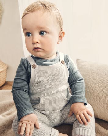 Baby Organic Cotton Sweater Knit Overalls, 