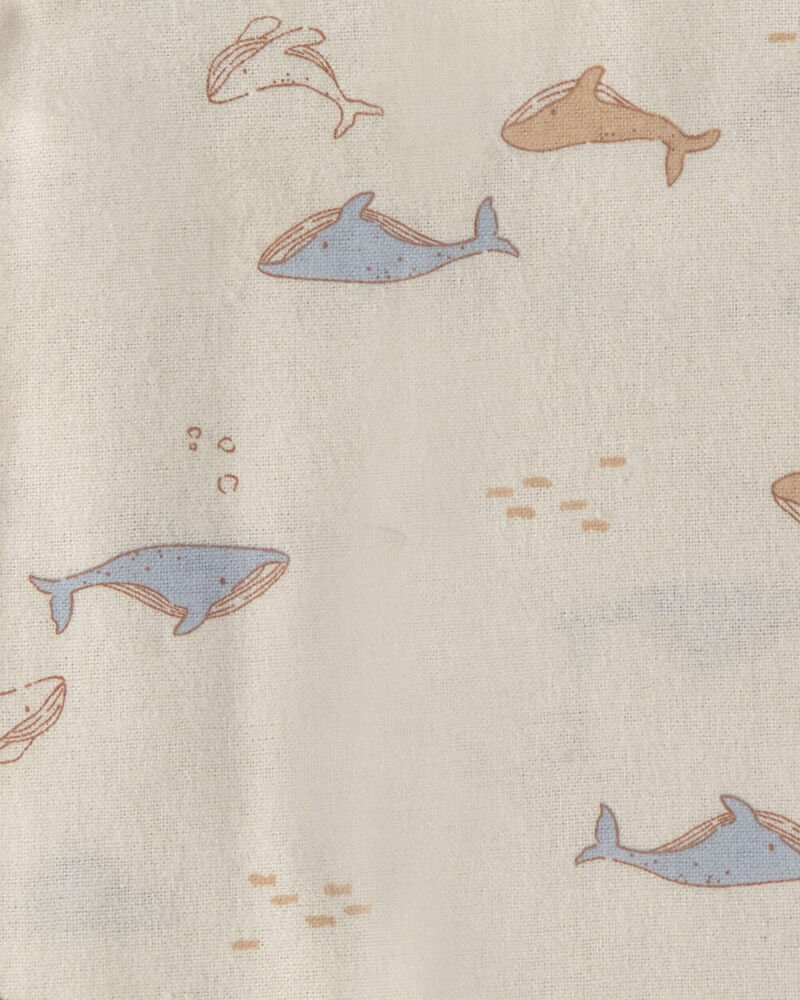 B&eacute;b&eacute; - Emballage 4 couvertures &agrave; emmailloter &agrave; motif baleine - Bleu/Ivoire, image 4 sur 5 diapositives