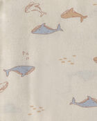 B&eacute;b&eacute; - Emballage 4 couvertures &agrave; emmailloter &agrave; motif baleine - Bleu/Ivoire, image 4 sur 5 diapositives
