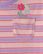 Tout-petit fille - Haut manches longues &agrave; rayures et fleur &ndash; Rose, image 2 sur 2 diapositives