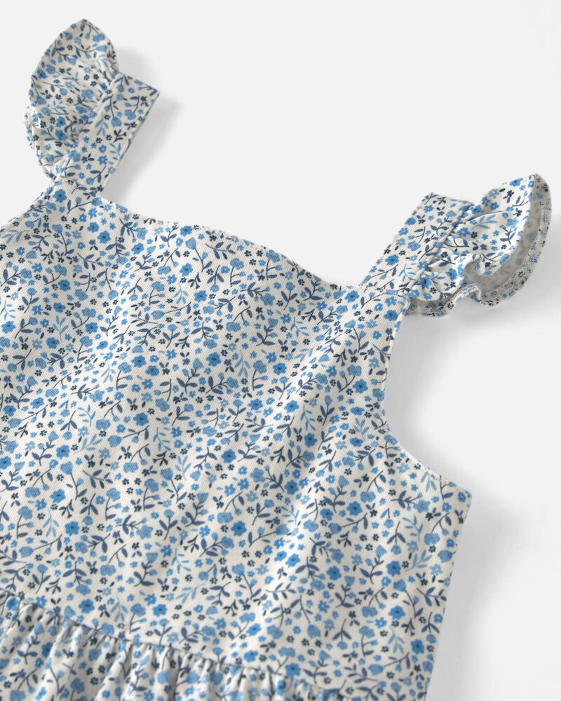 Toddler Girl Organic Cotton Tiered Dress in Meadow Bloom, image 3 of 5 slides