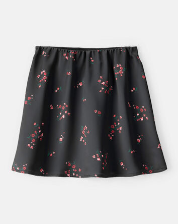 Girls Floral Print Woven Skort - Black, 
