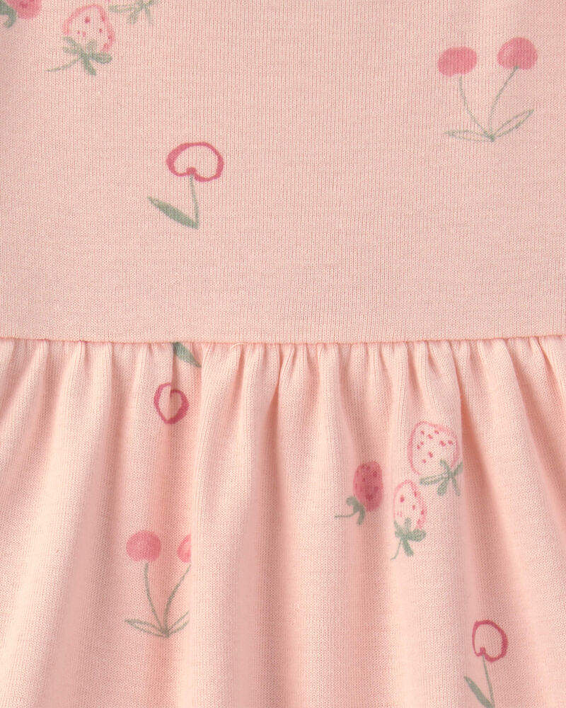 B&eacute;b&eacute; fille - Emballage 2 robes &agrave; manches courtes &agrave; motif fraise - Rose, image 3 sur 3 diapositives