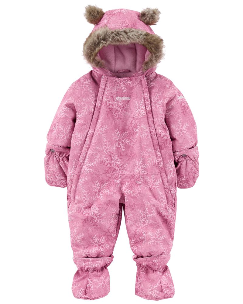 Baby Hooded 1-Piece Snowflake Snowsuit, image 1 of 3 slides