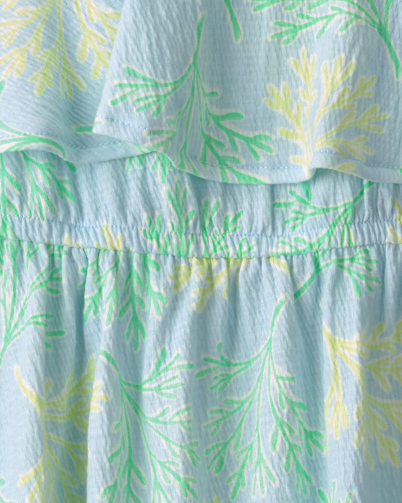 Tout-petit fille - Robe &agrave; volants, feuilles de palmier - Bleu, image 3 sur 3 diapositives