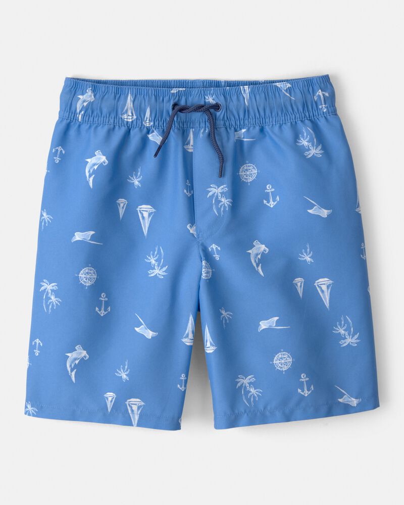 Boys Sailboat Swim Trunks - Blue, image 1 of 4 slides
