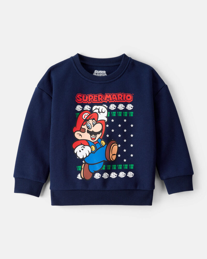 Toddler Boy Nintendo Super Mario Long-Sleeve Pullover Sweatshirt - Blue, image 1 of 2 slides