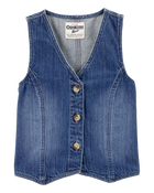 Kid Iconic Denim Button-Down Vest - Blue, image 1 of 3 slides
