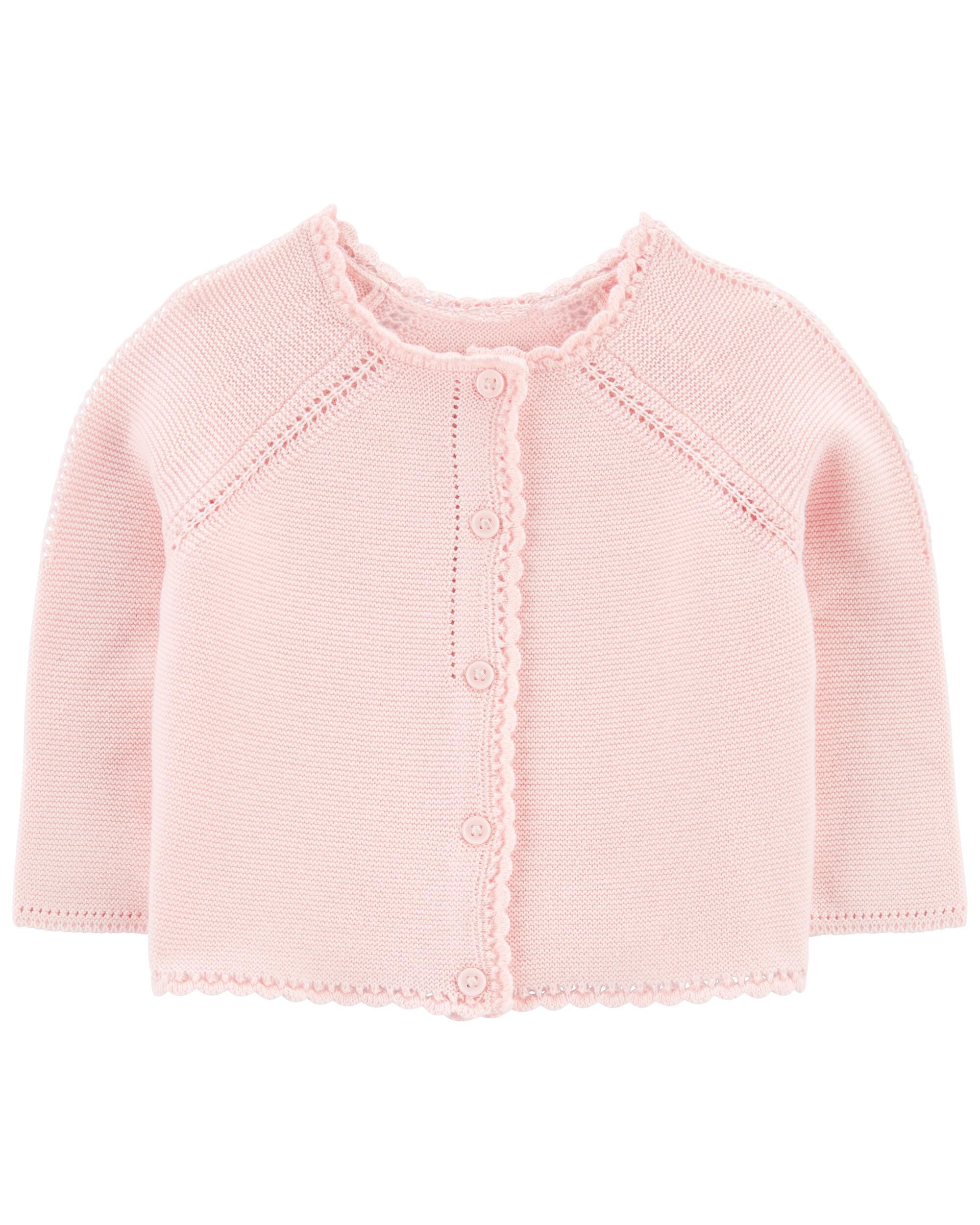 Pink Scalloped Sweater Knit Cardigan Carter s Canada