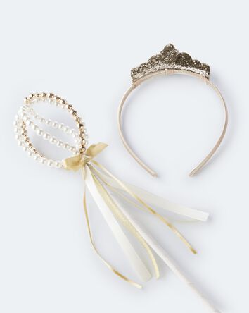 Toddler Girl 2-Pack Crown & Septer Set - Gold/Pearl, 