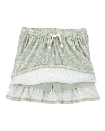 Kid Floral Crinkle Skort - Green, 