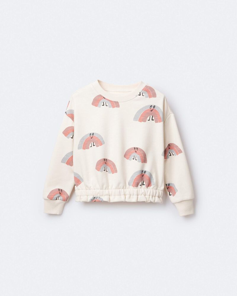 Toddler Girl Rainbow Paperbag Sweatshirt - Cream, image 6 of 7 slides