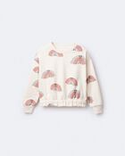 Toddler Girl Rainbow Paperbag Sweatshirt - Cream, image 6 of 7 slides