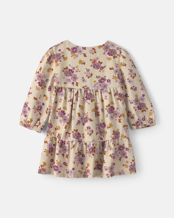 Baby Girl 2-Piece Floral Twill Long-Sleeve Dress - Cream, 