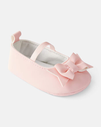 Baby Girl Bow Suede Mary Jane Dress Shoes - Pink, 