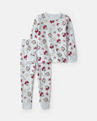Tout-petit - Pyjama ajust&eacute; 2 pi&egrave;ces en 100 % coton &agrave; motif Disney Mickey Mouse de No&euml;l - Bleu, image 1 sur 3 diapositives