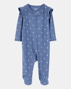 Baby Girl Mini Floral 2-Way Zip Ribbed Sleeper, image 1 of 3 slides