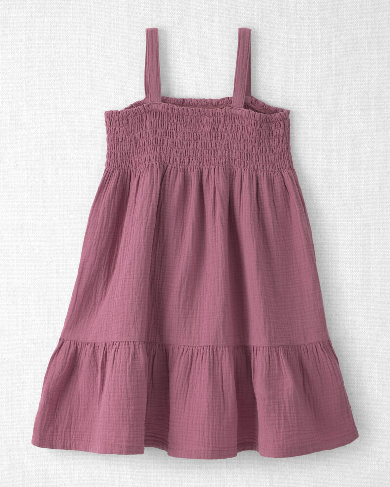 Filles - Robe en gaze &agrave; smocks en coton biologique, image 2 sur 4 diapositives