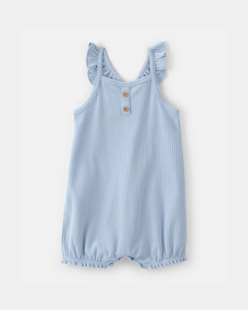 Baby Girl Solid Sleeveless Romper - Blue, image 1 of 3 slides