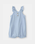 Baby Girl Solid Sleeveless Romper - Blue, image 1 of 3 slides