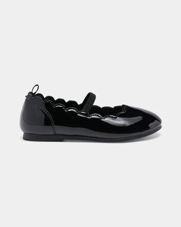 Tout-petit fille - Chaussures de ville brillantes à bord festonné - Noir, 