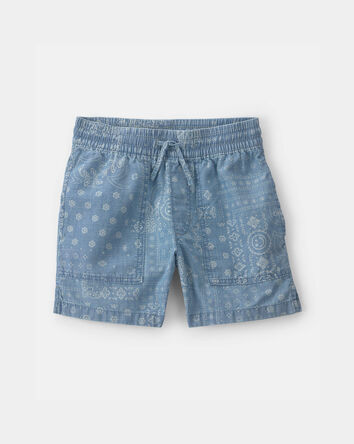 Boys Bandana Floral Chambray Short - Blue, 