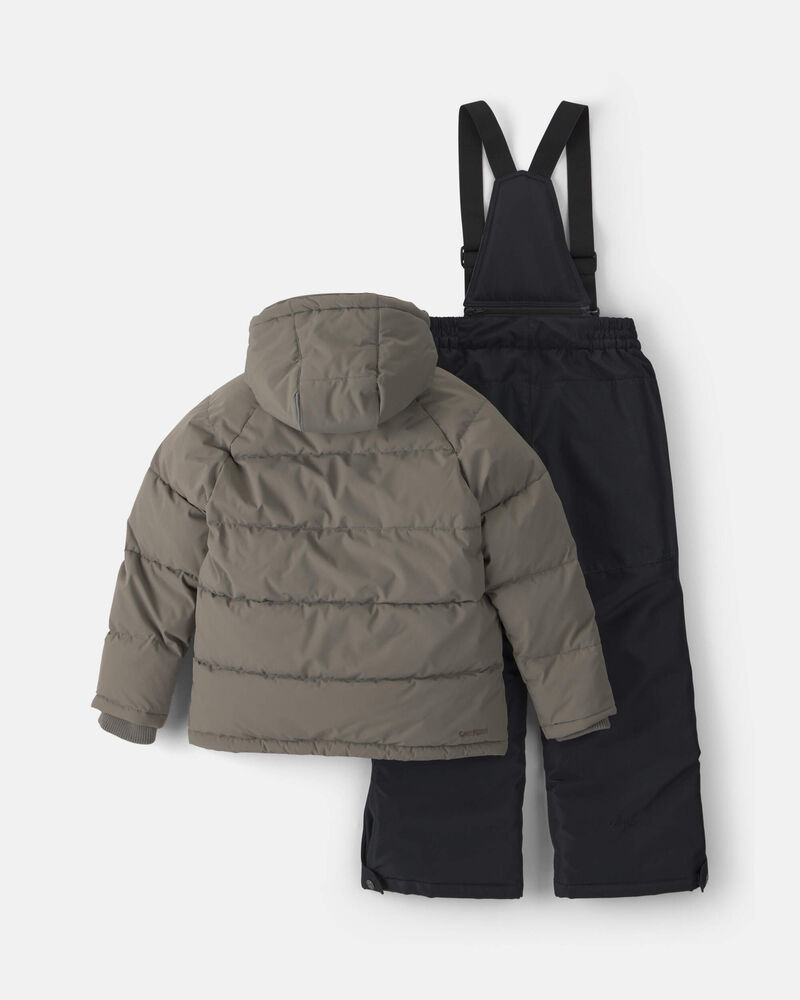 Boys 2 Piece Puffer Snowsuit- Taupe, image 2 of 13 slides
