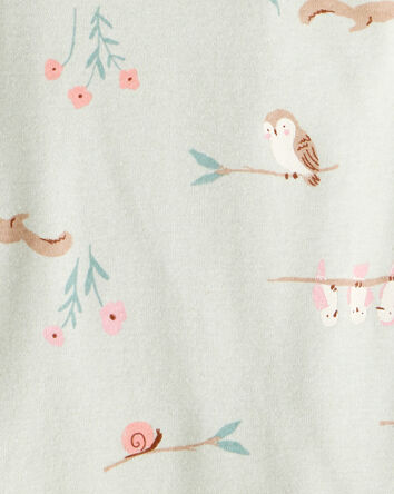 Baby Girl 4-Pack Owl Print Cotton Long-Sleeve Multipack Bodysuits - Green/Pink/White, 