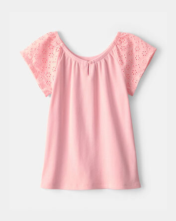 Filles - Haut &agrave; motif ajour&eacute; - Rose, 