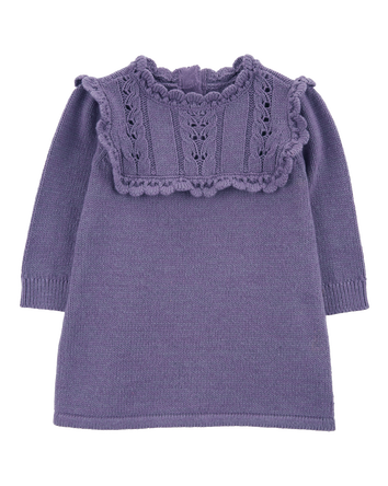 Baby Long-Sleeve Sweater Knit Dress - Purple, 