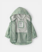 Baby Boy Dinosaur Print Rain Jacket- Green , image 2 of 3 slides