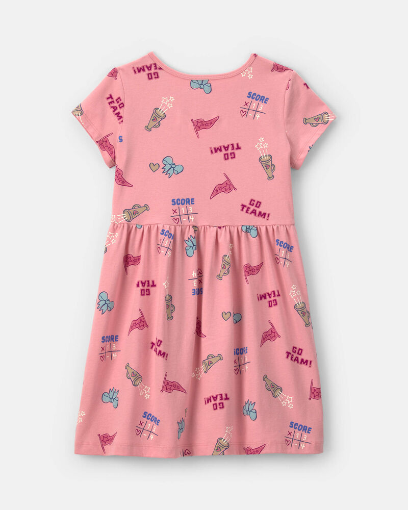 Filles - Robe &agrave; manches courtes &agrave; motif de sport scolaire - Rose, image 2 sur 3 diapositives