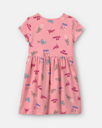 Girls School Spirit Short-Sleeve Dress - Pink, 