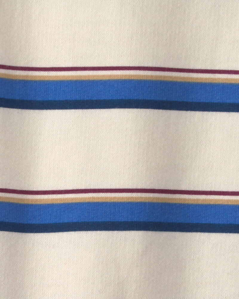 Baby Boy Striped French Terry Long-Sleeve Jumpsuit - Blue/Cream, image 5 of 6 slides