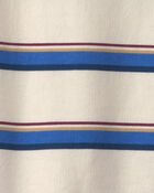 Baby Boy Striped French Terry Long-Sleeve Jumpsuit - Blue/Cream, image 5 of 6 slides