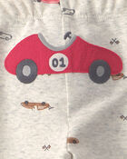 B&eacute;b&eacute; gar&ccedil;on - Ensemble 3 pi&egrave;ces cache-couches et pantalon &agrave; motif de voiture de course &ndash; Gris/Rouge, image 4 sur 4 diapositives