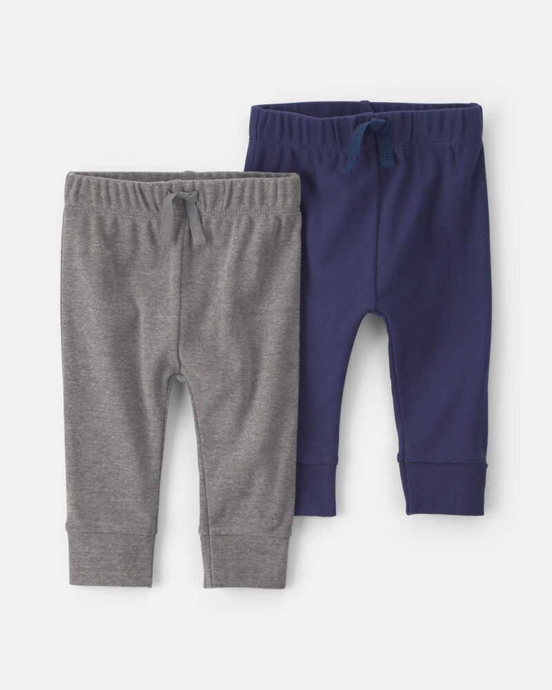 Baby Boy 2-Pack Cotton Pull-On Pants - Navy /Grey, image 1 of 3 slides