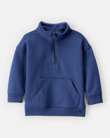 Baby Boy Solid Fleece Quarter Zip Sweatshirt - Navy, 