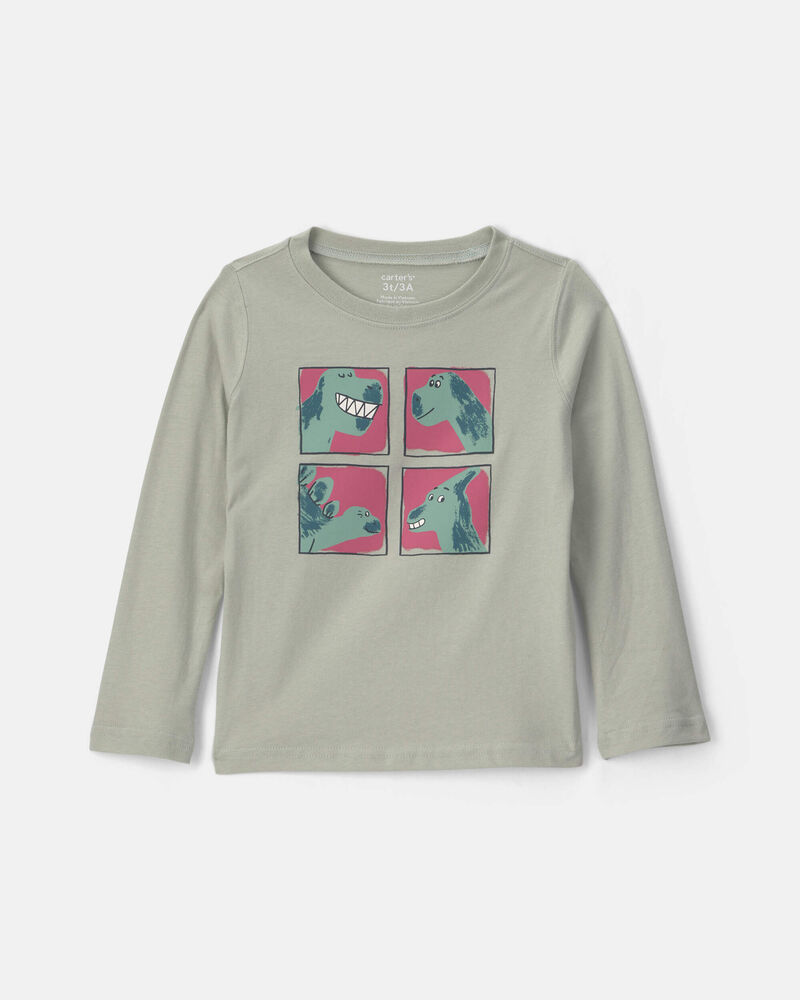 Toddler Boy Dinosaur Long-Sleeve Graphic Tee - Green, image 1 of 3 slides