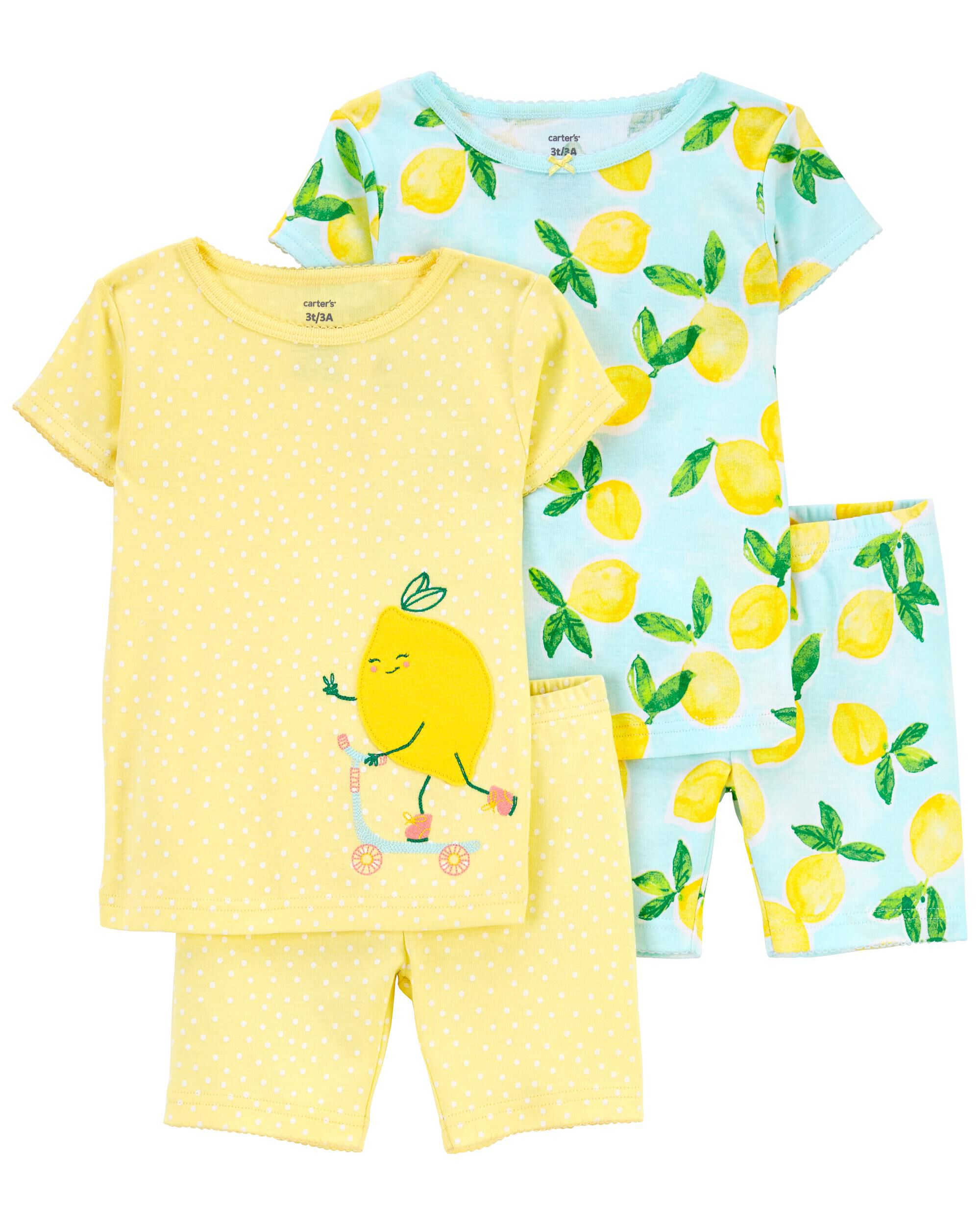 4 Piece Lemon 100 Snug Fit Cotton Pyjamas