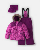 Girls 2 Piece Heart Puffer Snowsuit- Purple, image 1 of 13 slides