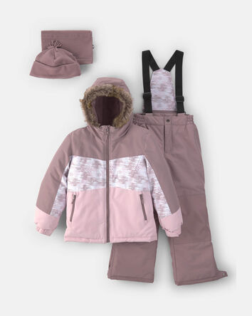 Girls 2 Piece Colourblock Snowsuit - Dove, 