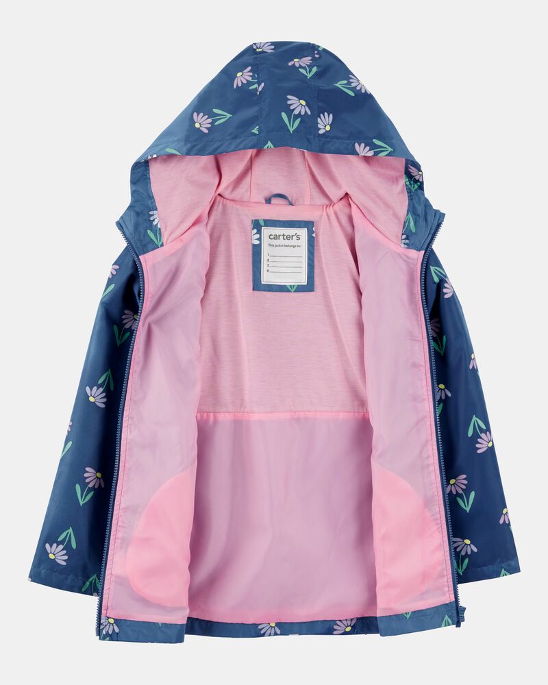 Girls Colour Changing Rain Jacket - Navy, image 6 of 6 slides