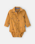 Baby Boy Western Long-Sleeve Bodysuit - Khaki, image 1 of 3 slides
