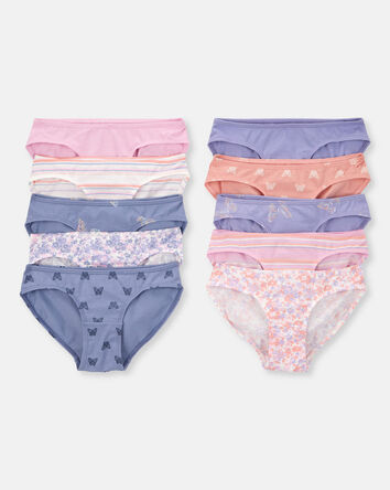 Girls 10-Pack Butterfly Floral Bikini Underwear, 