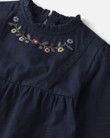 Baby Girl Organic Cotton Embroidered Peplum Top, 